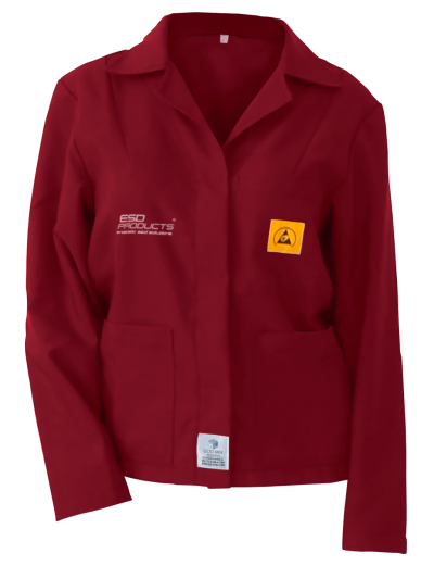 ESD Jacket 1/3 Length ESD Smock Burgundy Female XXL Antistatic Clothing ESD Garment